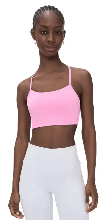 Sweaty Betty Spirit Restored Seamless Yoga Bra Guava Pink | Thumbnail 1 Sweaty Betty Spirit Restored Seamless Yoga Bra Guava Pink | Thumbnail 1