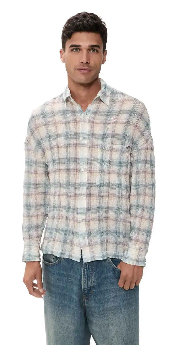 Nahmias Featherweight Plaid Long leeve hirt Dusty Rainbow hirting