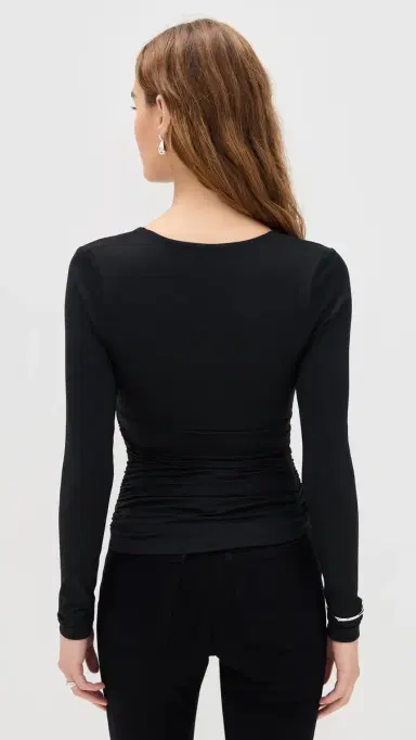 susana monaco V Neck Long Sleeve Top Black | Thumbnail 3 susana monaco V Neck Long Sleeve Top Black | Thumbnail 3