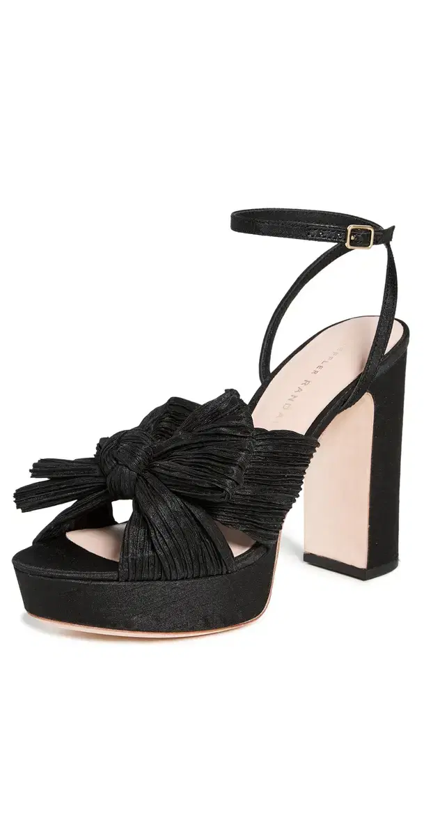 Pleated Platform Sandals Black
