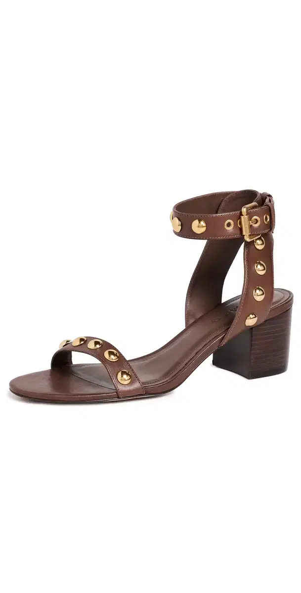Leather Block Sandals Walnut