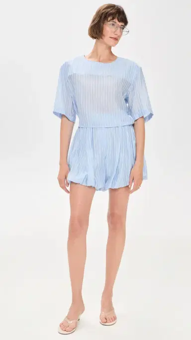 The Latest Dulce Mussolina Rigata Top Light Blue S | Thumbnail 5