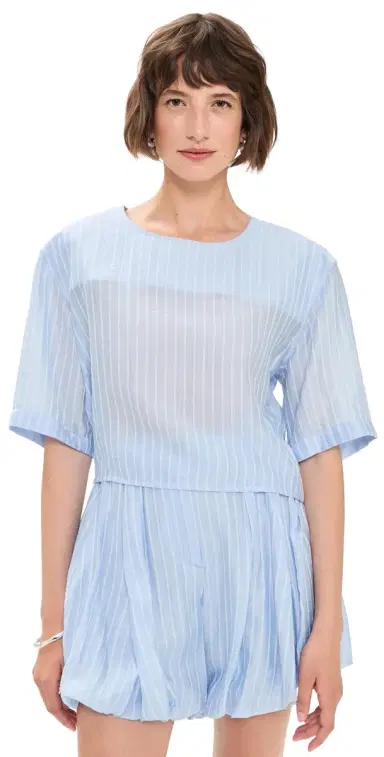 The Latest Dulce Mussolina Rigata Top Light Blue S | Thumbnail 1