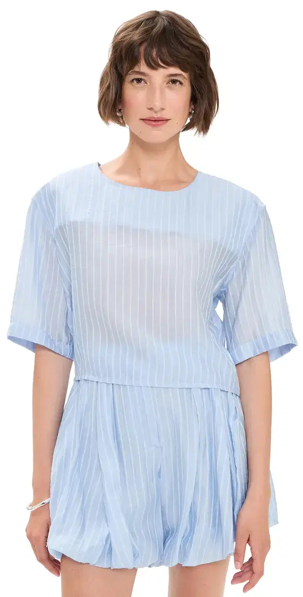 Dulce Mussolina Rigata Top ight Blue