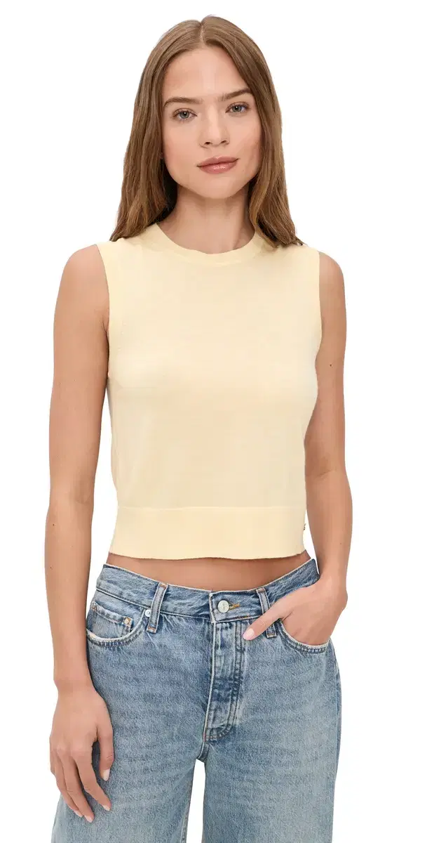 oni Crop Tank Top Butter Yellow