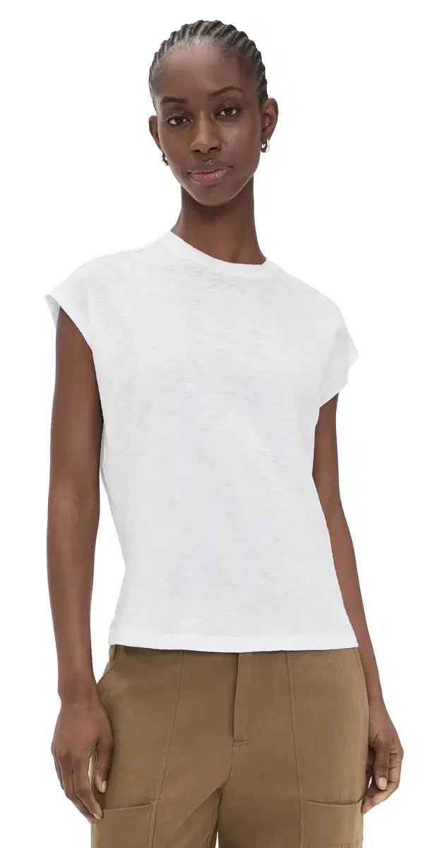 Bind Neck Boxy Tee White