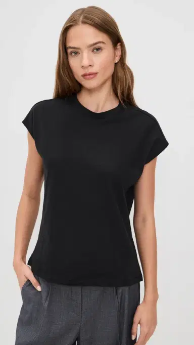 Theory Bind Neck Boxy Tee Black | Thumbnail 2