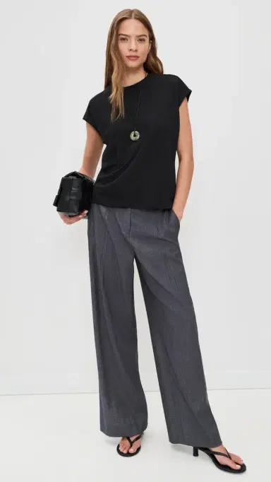 Theory Bind Neck Boxy Tee Black | Thumbnail 5