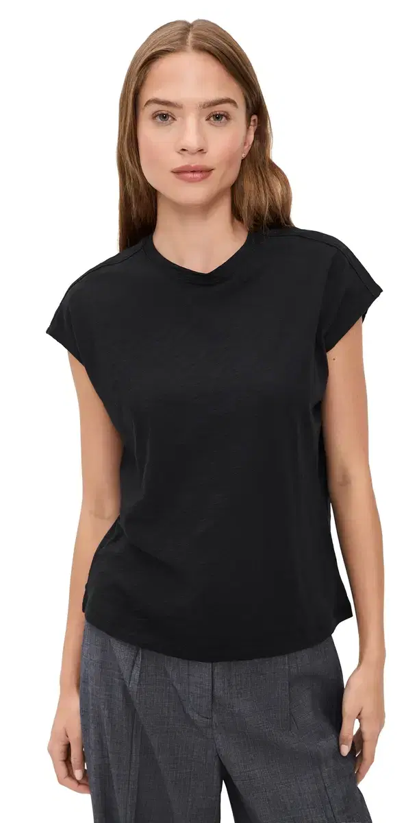 Bind Neck Boxy Tee Black