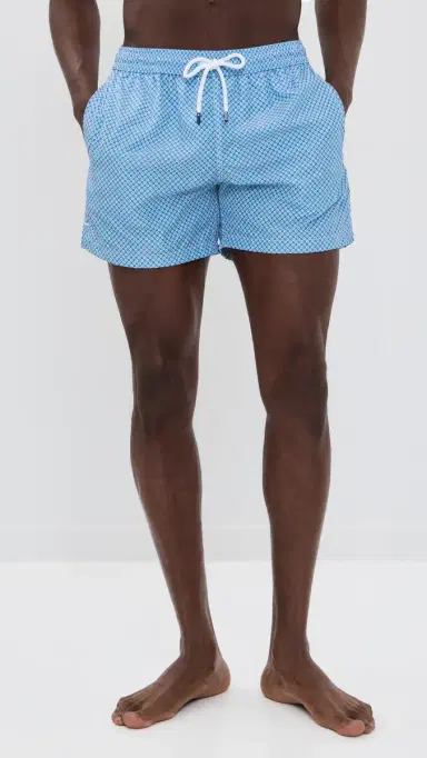 Fedeli Madeira Swim Trunks 5 Blue Circular Print | Thumbnail 2 Fedeli Madeira Swim Trunks 5 Blue Circular Print | Thumbnail 2