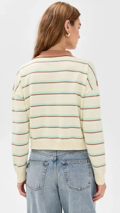 LE BOP Zadie Crop Polo Antique White tripe | Thumbnail 4