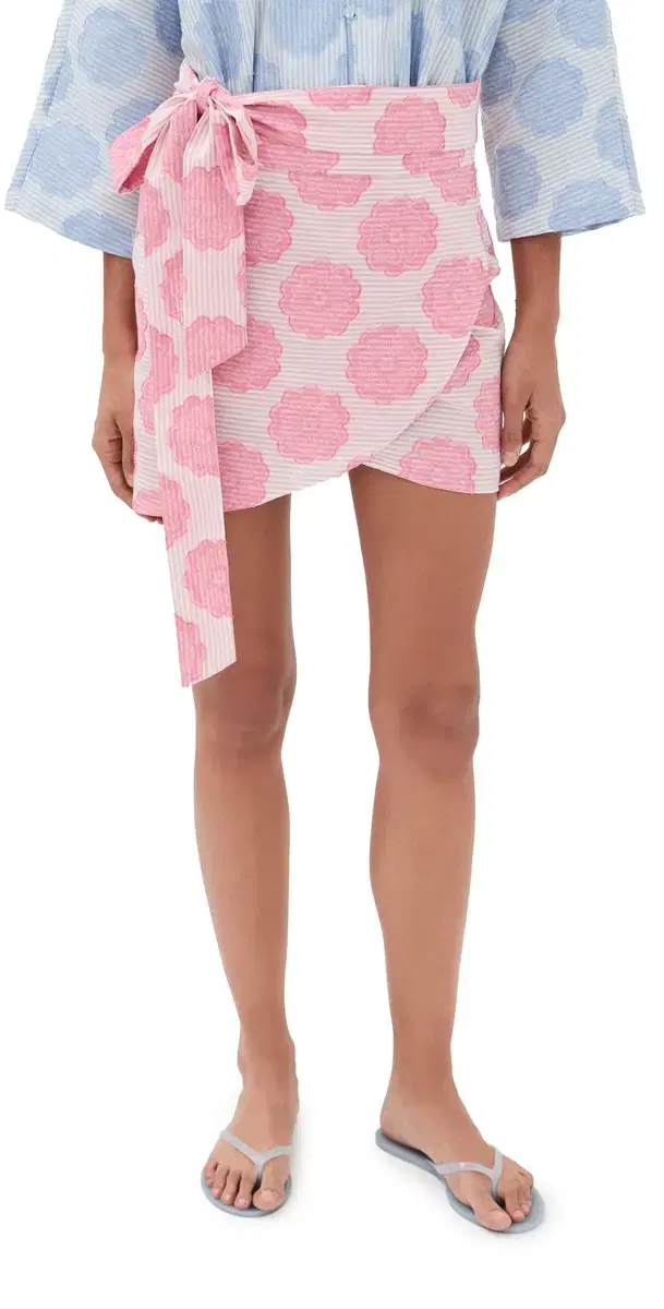 Mod Flower Pink Mini Wrap Skirt Pink One Size