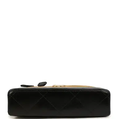 Chanel Chanel Coco Base Top Handle Long Vanity Case with Chain Brown Suede and Black Shiny Lambskin Antique Gold Hardware | Thumbnail 6