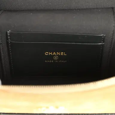 Chanel Chanel Coco Base Top Handle Long Vanity Case with Chain Brown Suede and Black Shiny Lambskin Antique Gold Hardware | Thumbnail 9