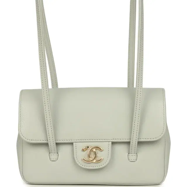 Chanel Chanel Mini Preppy Coco Clutch with Straps Light Green Shiny Caviar Brushed Gold Hardware