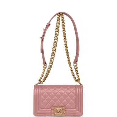 Chanel Chanel Small Boy Bag Pink Iridescent Lambskin Antique Gold Hardware | Thumbnail 7 Chanel Chanel Small Boy Bag Pink Iridescent Lambskin Antique Gold Hardware | Thumbnail 7