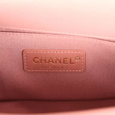 Chanel Chanel Small Boy Bag Pink Iridescent Lambskin Antique Gold Hardware | Thumbnail 9 Chanel Chanel Small Boy Bag Pink Iridescent Lambskin Antique Gold Hardware | Thumbnail 9