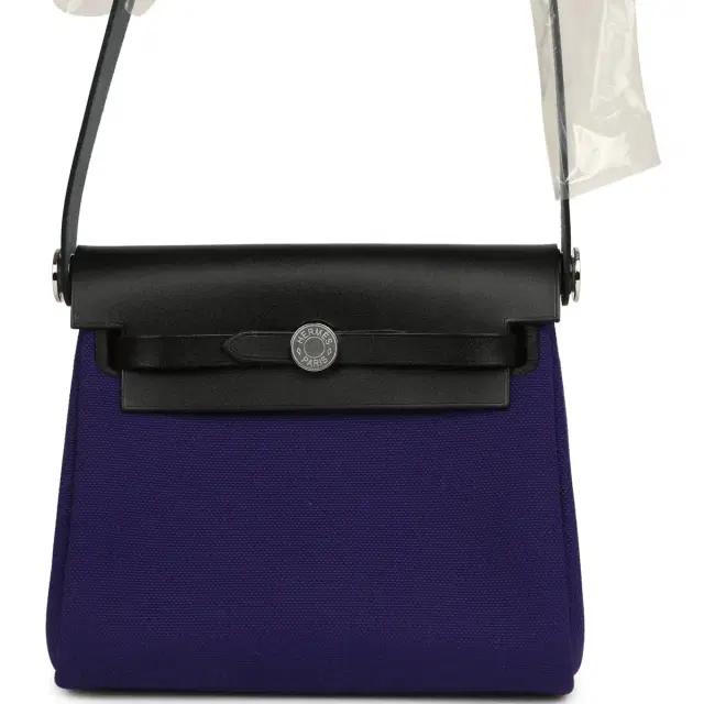 Hermes Herbag Zip 20 Mini Purple Toile Militaire Canvas and Black Vache Hunter Palladium Hardware