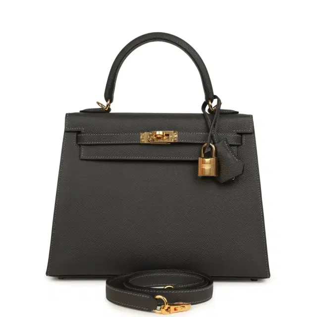 hermes Hermes Kelly Sellier 25 Graphite Epsom Gold Hardware