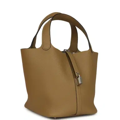 HERMÈS Hermes Picotin Lock 22 Dune Clemence Palladium Hardware | Thumbnail 2 HERMÈS Hermes Picotin Lock 22 Dune Clemence Palladium Hardware | Thumbnail 2