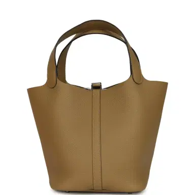 HERMÈS Hermes Picotin Lock 22 Dune Clemence Palladium Hardware | Thumbnail 4 HERMÈS Hermes Picotin Lock 22 Dune Clemence Palladium Hardware | Thumbnail 4