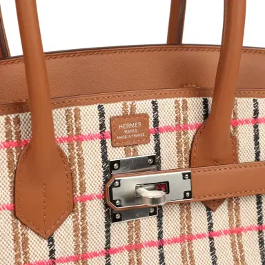 HERMÈS Hermes Shoulder Birkin Light 29 Multicolor Toile and Gold Swift Palladium Hardware | Thumbnail 7 HERMÈS Hermes Shoulder Birkin Light 29 Multicolor Toile and Gold Swift Palladium Hardware | Thumbnail 7