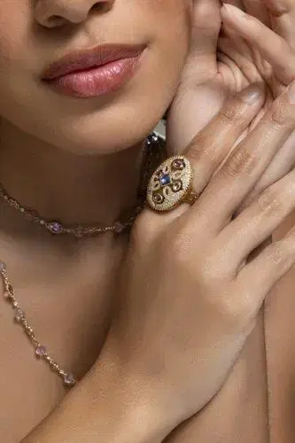 Coomi Pink Tourmaline Tanzanite Trinetra Oval Ring | Thumbnail 4 Coomi Pink Tourmaline Tanzanite Trinetra Oval Ring | Thumbnail 4