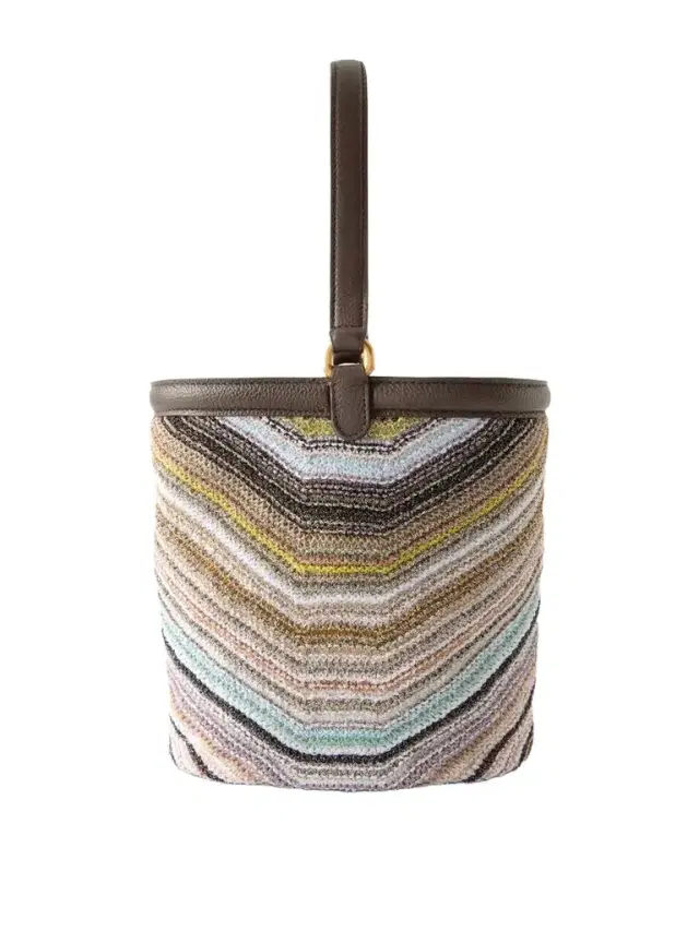 Leather-trimmed Metallic Crochet-knit Tote