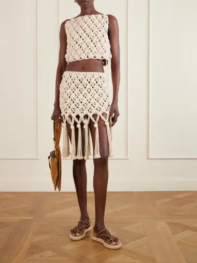 Balmain Cropped Crochet Cotton Top | Thumbnail 2 Balmain Cropped Crochet Cotton Top | Thumbnail 2