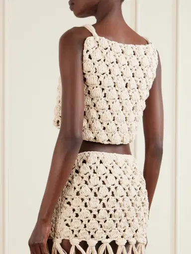 Balmain Cropped Crochet Cotton Top | Thumbnail 3 Balmain Cropped Crochet Cotton Top | Thumbnail 3