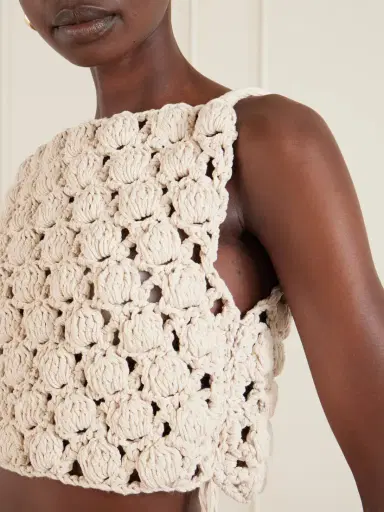 Balmain Cropped Crochet Cotton Top | Thumbnail 4 Balmain Cropped Crochet Cotton Top | Thumbnail 4