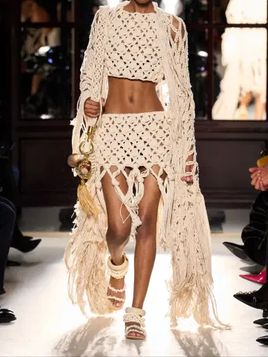Balmain Cropped Crochet Cotton Top | Thumbnail 5 Balmain Cropped Crochet Cotton Top | Thumbnail 5