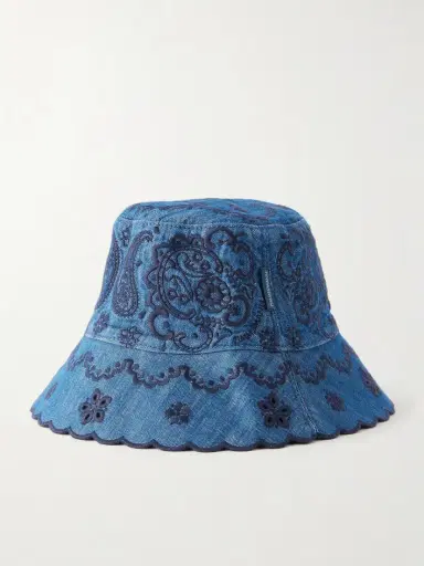 Zimmermann Embroidered Denim Bucket Hat | Thumbnail 3