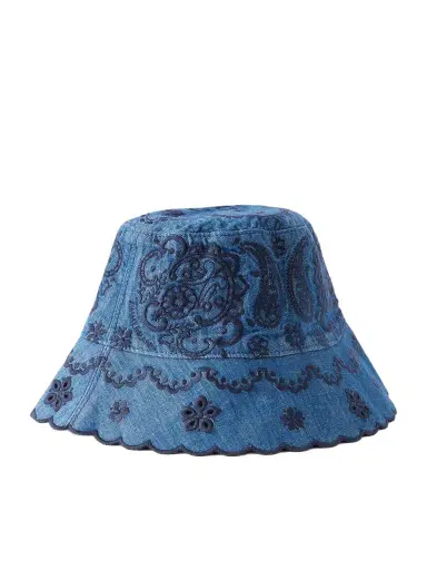 Zimmermann Embroidered Denim Bucket Hat | Thumbnail 1
