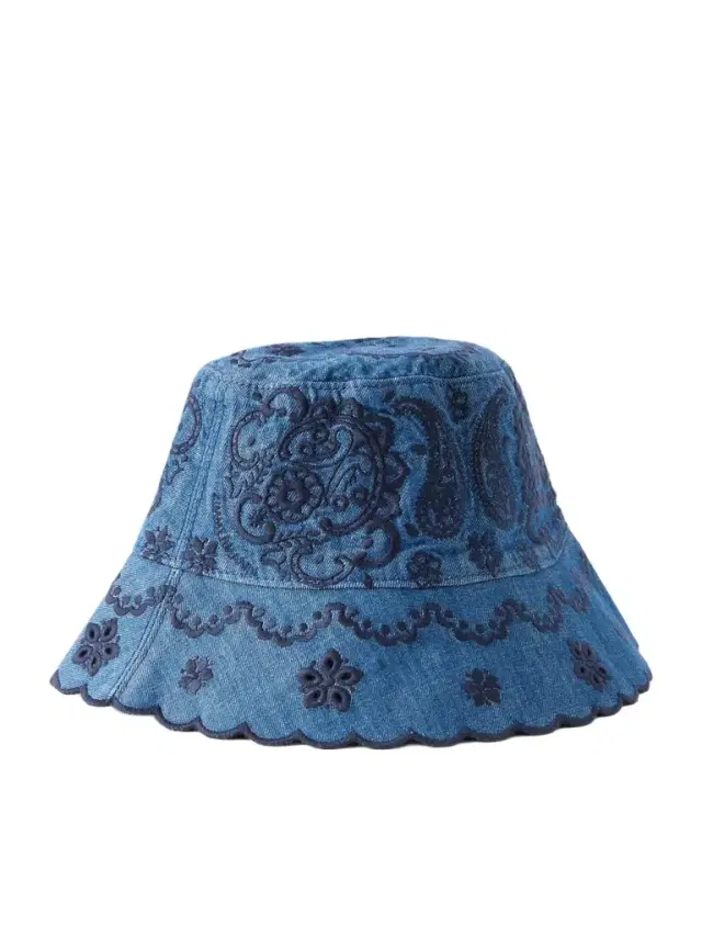 Zimmermann Embroidered Denim Bucket Hat