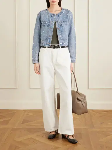 Veronica Beard Lowry Cropped Embellished Denim Jacket | Thumbnail 2