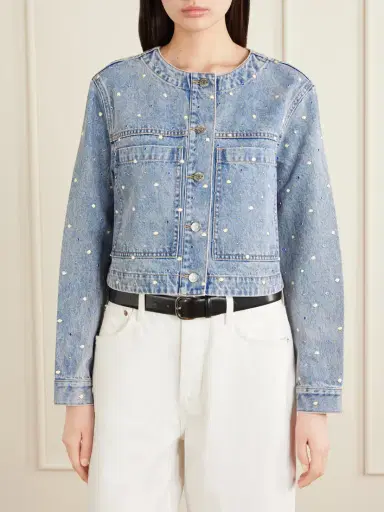 Veronica Beard Lowry Cropped Embellished Denim Jacket | Thumbnail 3