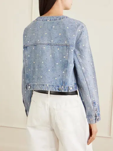 Veronica Beard Lowry Cropped Embellished Denim Jacket | Thumbnail 4