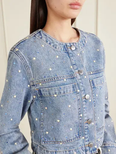Veronica Beard Lowry Cropped Embellished Denim Jacket | Thumbnail 5