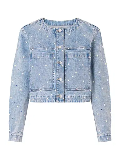 Veronica Beard Lowry Cropped Embellished Denim Jacket | Thumbnail 1