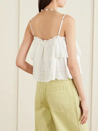 Veronica Beard Oseanna Ruffled Broderie Anglaise Cotton Top | Thumbnail 4 Veronica Beard Oseanna Ruffled Broderie Anglaise Cotton Top | Thumbnail 4