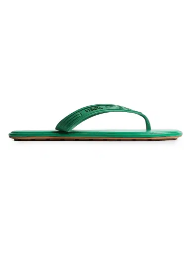 Bottega Veneta Men's Sampieri Logo Slip-On Sandals - Grass Green - Size 8 | Thumbnail 1 Bottega Veneta Men's Sampieri Logo Slip-On Sandals - Grass Green - Size 8 | Thumbnail 1