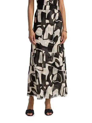 Misa Los Angeles Women's Ekat Printed Maxi Skirt - Abstract Marble - Size XXS | Thumbnail 3