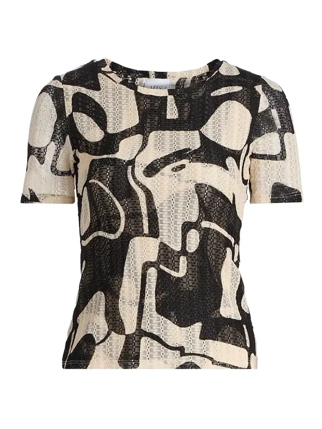 MISA Los Angeles Women's Amor Abstract Marbled Knit Top - Abstract Marble
