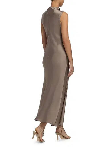 Lapointe Women's Mock Turtleneck Satin A-Line Maxi Dress | Thumbnail 5 Lapointe Women's Mock Turtleneck Satin A-Line Maxi Dress | Thumbnail 5