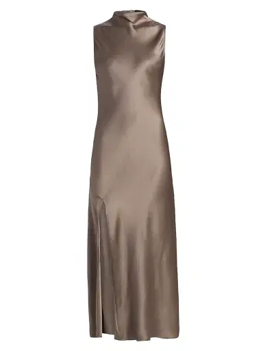 Lapointe Women's Mock Turtleneck Satin A-Line Maxi Dress | Thumbnail 1 Lapointe Women's Mock Turtleneck Satin A-Line Maxi Dress | Thumbnail 1