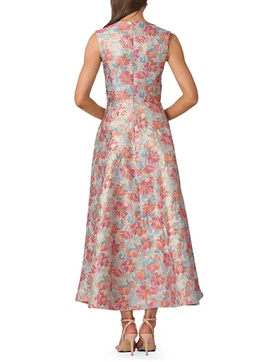 Shoshanna Women's Lena Jacquard Tea-Length Dress - Coral Multi - Size 12 | Thumbnail 3 Shoshanna Women's Lena Jacquard Tea-Length Dress - Coral Multi - Size 12 | Thumbnail 3