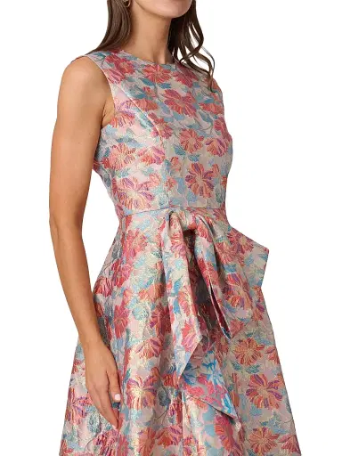 Shoshanna Women's Lena Jacquard Tea-Length Dress - Coral Multi - Size 12 | Thumbnail 4 Shoshanna Women's Lena Jacquard Tea-Length Dress - Coral Multi - Size 12 | Thumbnail 4