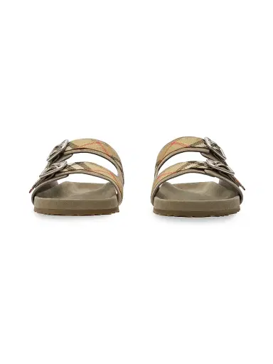 Burberry Men's MF Urchin Suede Check Sandals - Sparrow Beige | Thumbnail 2 Burberry Men's MF Urchin Suede Check Sandals - Sparrow Beige | Thumbnail 2