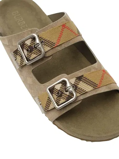 Burberry Men's MF Urchin Suede Check Sandals - Sparrow Beige | Thumbnail 6 Burberry Men's MF Urchin Suede Check Sandals - Sparrow Beige | Thumbnail 6